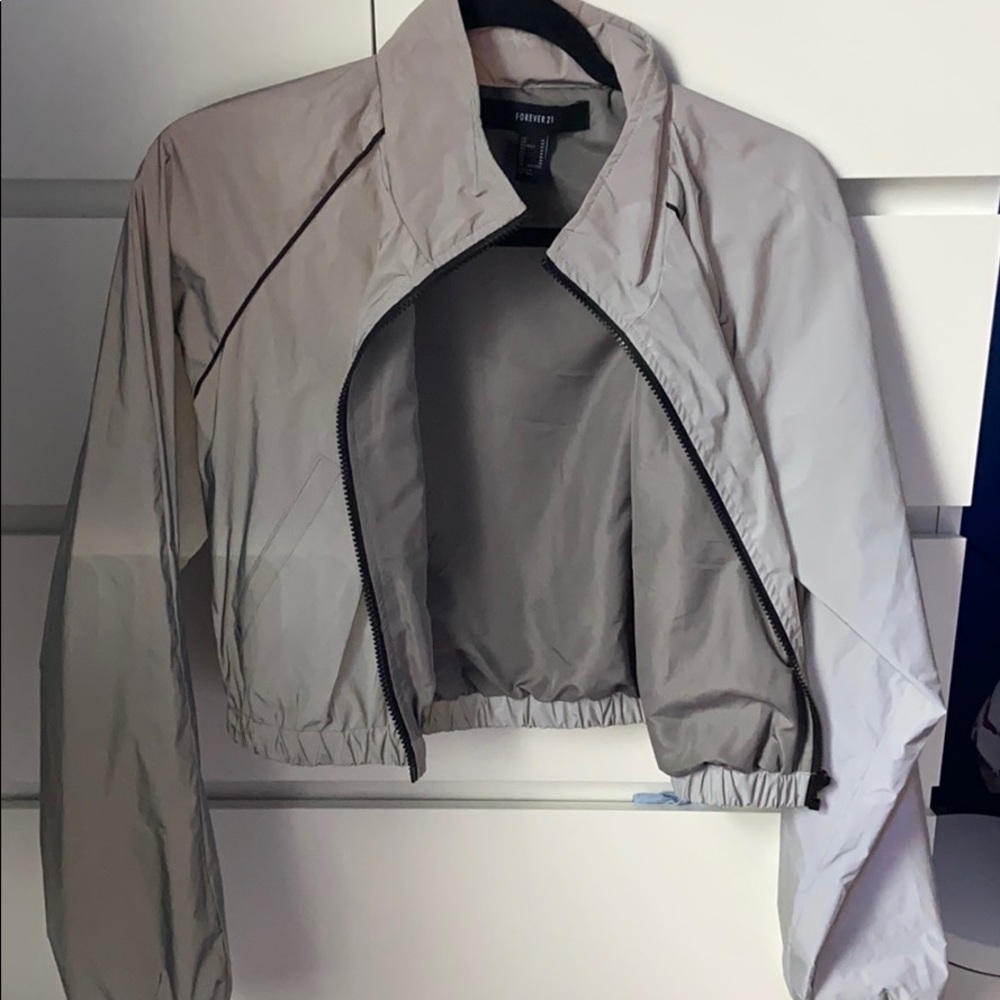 Reflective forever 21 zip up jacket